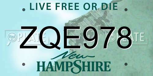 ZQE978 New Hampshire License Plate