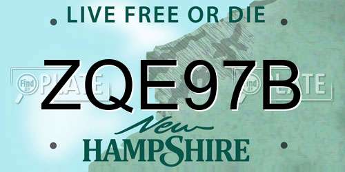 ZQE97B New Hampshire License Plate