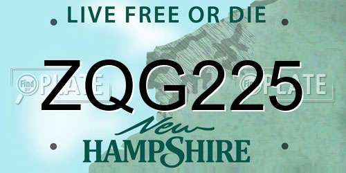 ZQG225 New Hampshire License Plate