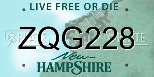 ZQG228 New Hampshire License Plate