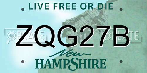 ZQG27B New Hampshire License Plate