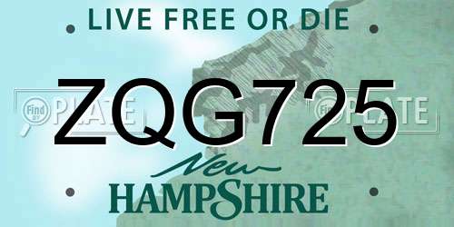 ZQG725 New Hampshire License Plate