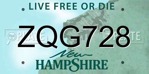 ZQG728 New Hampshire License Plate