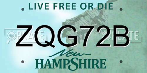 ZQG72B New Hampshire License Plate
