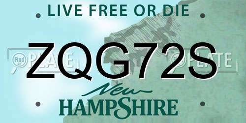 ZQG72S New Hampshire License Plate