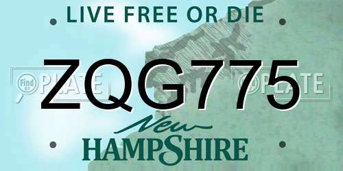 ZQG775 New Hampshire License Plate