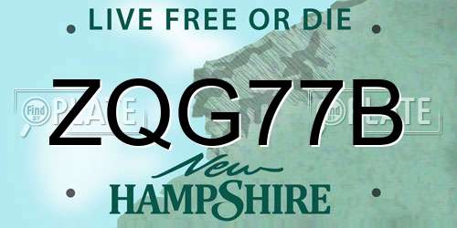 ZQG77B New Hampshire License Plate