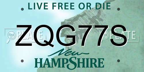 ZQG77S New Hampshire License Plate