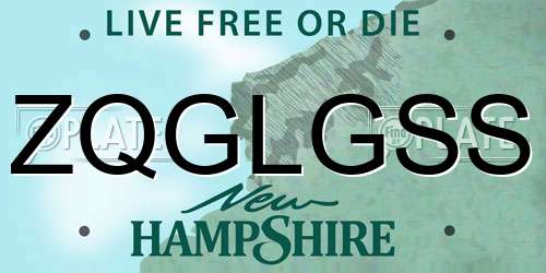 ZQGLGSS New Hampshire License Plate