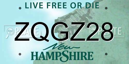 ZQGZ28 New Hampshire License Plate