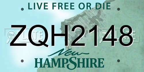 ZQH2148 New Hampshire License Plate