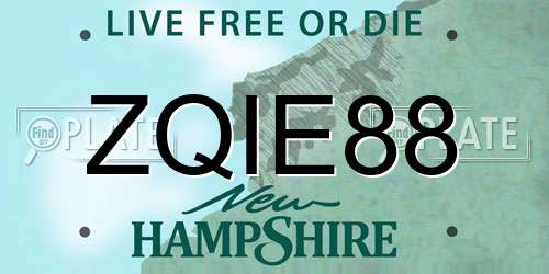 ZQIE88 New Hampshire License Plate