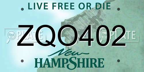 ZQO402 New Hampshire License Plate