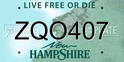 ZQO407 New Hampshire License Plate