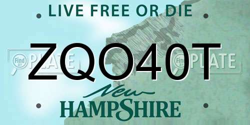 ZQO40T New Hampshire License Plate