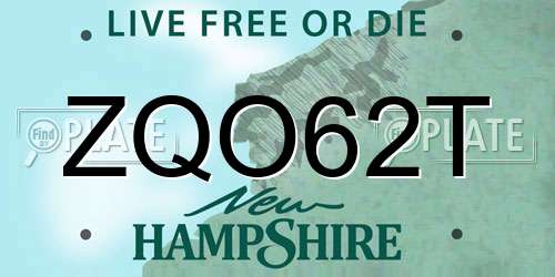 ZQO62T New Hampshire License Plate