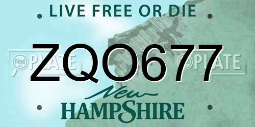 ZQO677 New Hampshire License Plate