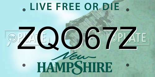 ZQO67Z New Hampshire License Plate