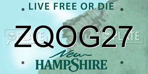 ZQOG27 New Hampshire License Plate