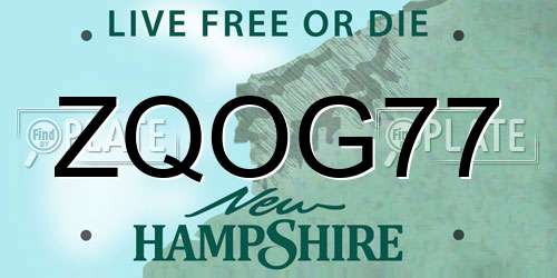 ZQOG77 New Hampshire License Plate