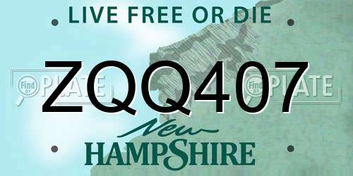 ZQQ407 New Hampshire License Plate
