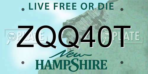 ZQQ40T New Hampshire License Plate