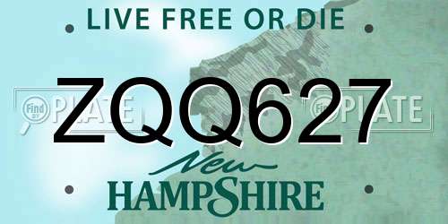 ZQQ627 New Hampshire License Plate