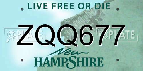 ZQQ677 New Hampshire License Plate