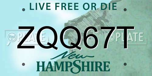 ZQQ67T New Hampshire License Plate