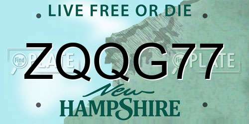 ZQQG77 New Hampshire License Plate