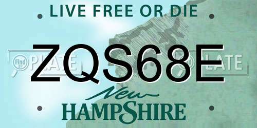 ZQS68E New Hampshire License Plate