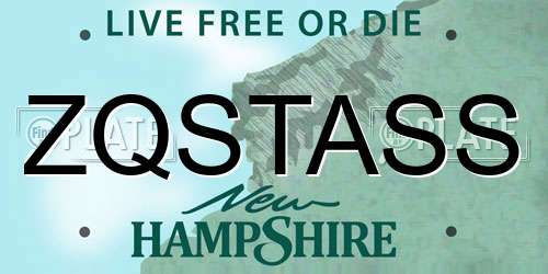 ZQSTASS New Hampshire License Plate