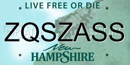 ZQSZASS New Hampshire License Plate