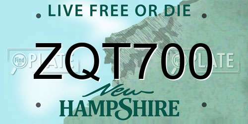 ZQT700 New Hampshire License Plate