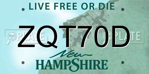 ZQT70D New Hampshire License Plate