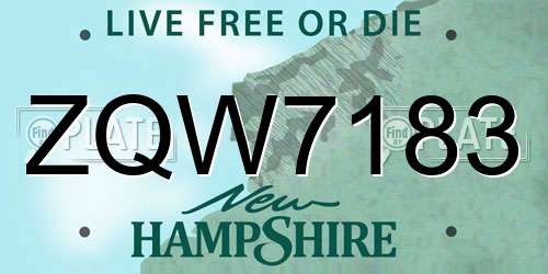 ZQW7183 New Hampshire License Plate