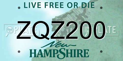 ZQZ200 New Hampshire License Plate