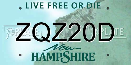 ZQZ20D New Hampshire License Plate