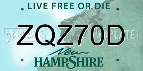 ZQZ70D New Hampshire License Plate