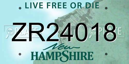 ZR24018 New Hampshire License Plate