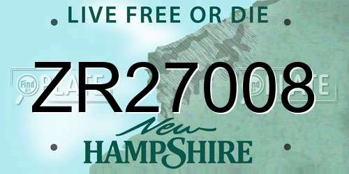 ZR27008 New Hampshire License Plate