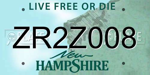 ZR2Z008 New Hampshire License Plate