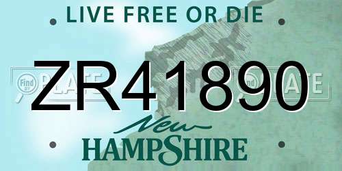 ZR41890 New Hampshire License Plate