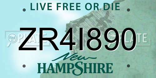 ZR4I890 New Hampshire License Plate