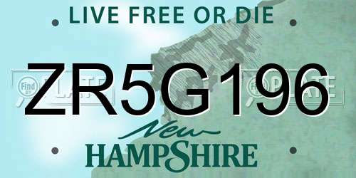 ZR5G196 New Hampshire License Plate
