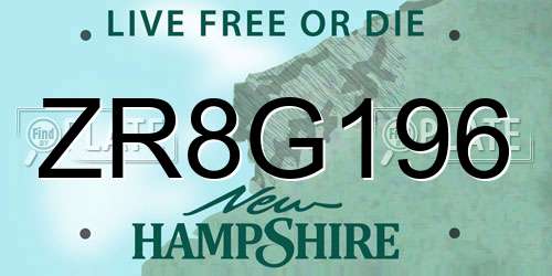 ZR8G196 New Hampshire License Plate