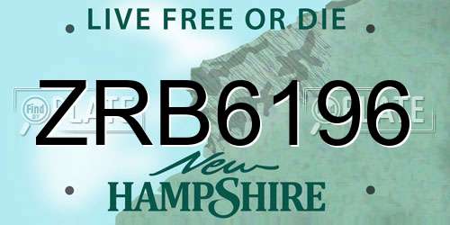 ZRB6196 New Hampshire License Plate