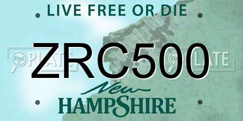ZRC500 New Hampshire License Plate