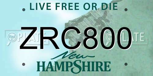 ZRC800 New Hampshire License Plate