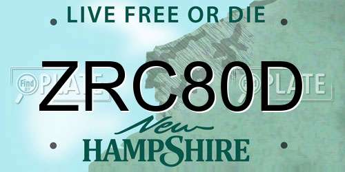 ZRC80D New Hampshire License Plate
